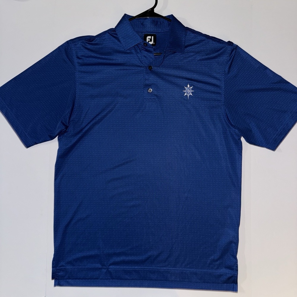 Men's Medium FootJoy Performance Golf Polo Shirt Blue Geometric Pattern